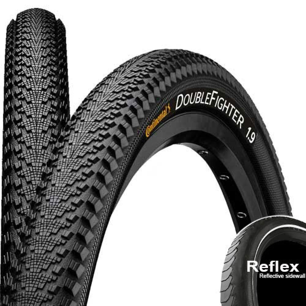 Continental Double Fighter III 28x1.40\" (37-622) Drahtreifen, 3/180 TPI, Black-Reflex, ideal für Stadt und Schotterwege, leichtlaufend und robust