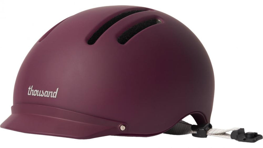 Thousand Chapter Deep Burgundy MIPS Fahrradhelm Größe M 57-59 cm - stylischer Urban-Helm mit integriertem Visier, Belüftung, Sicherheitslicht