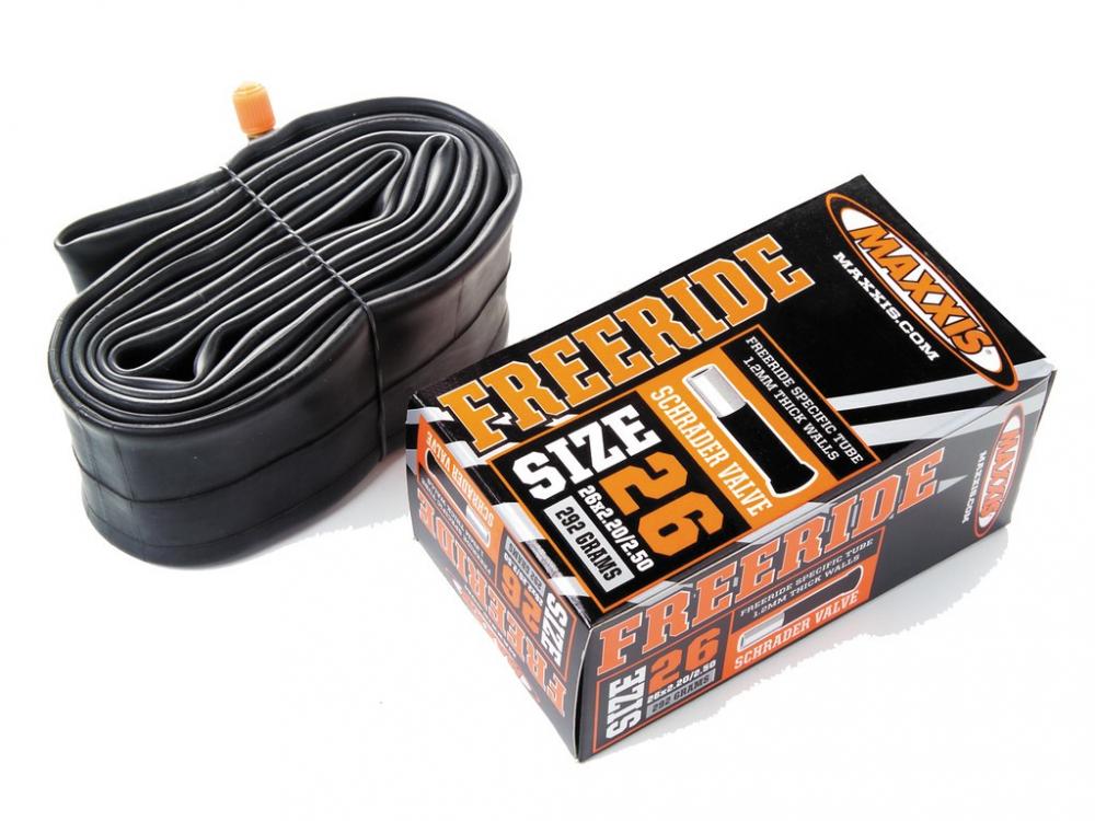 Maxxis Freeride Fahrradschlauch 26x2.20-2.50 mit Schrader Ventil, 1.2mm Wandstärke und Verpackung.