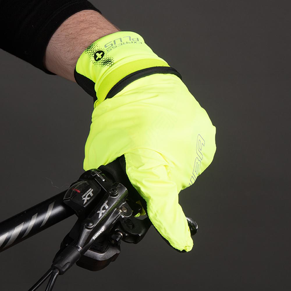 CHIBA Express+ - Radhandschuhe neongelb XXL mit Regenüberzug und Gelpolster