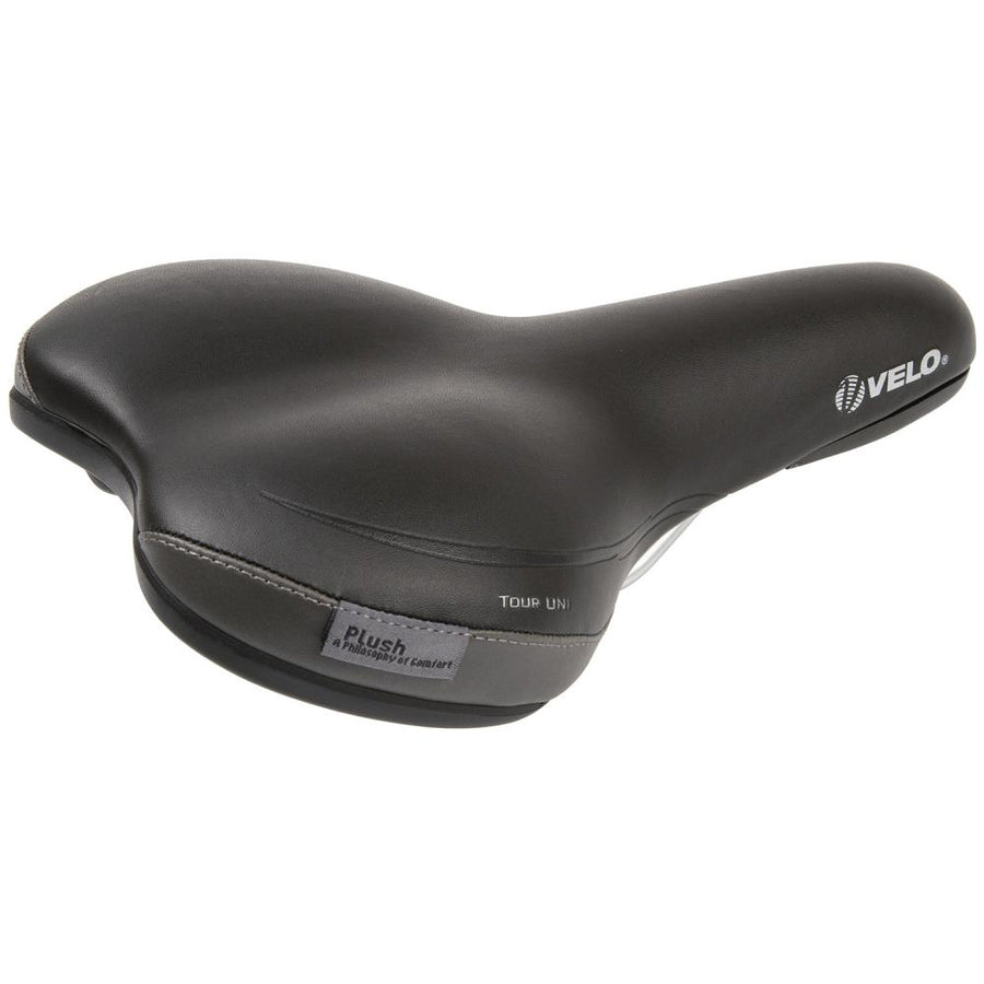 Velo Plush Tour-UNI Unisex Fahrradsattel schwarz/grau, Arc-Tech Federung & O-Zone Cut, 2-Komponenten Schale