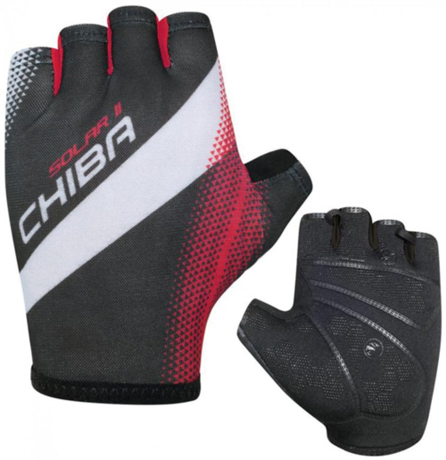 CHIBA Solar II Radhandschuhe schwarz/rot, atmungsaktiv, leicht gepolstert.