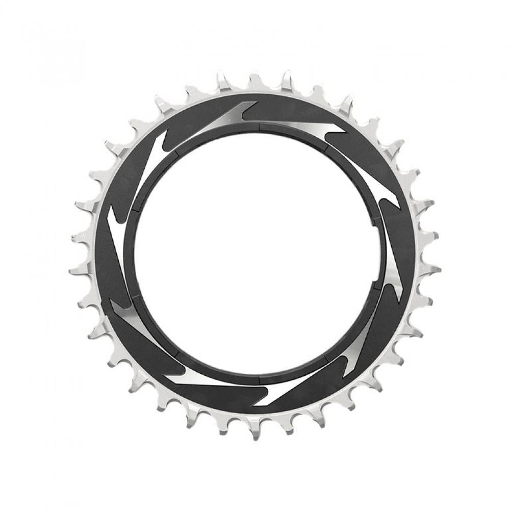 SRAM T-Type Eagle Powermeter Kettenblatt 36T, schwarz-silber, für präzise Leistungsmessung am Antrieb.