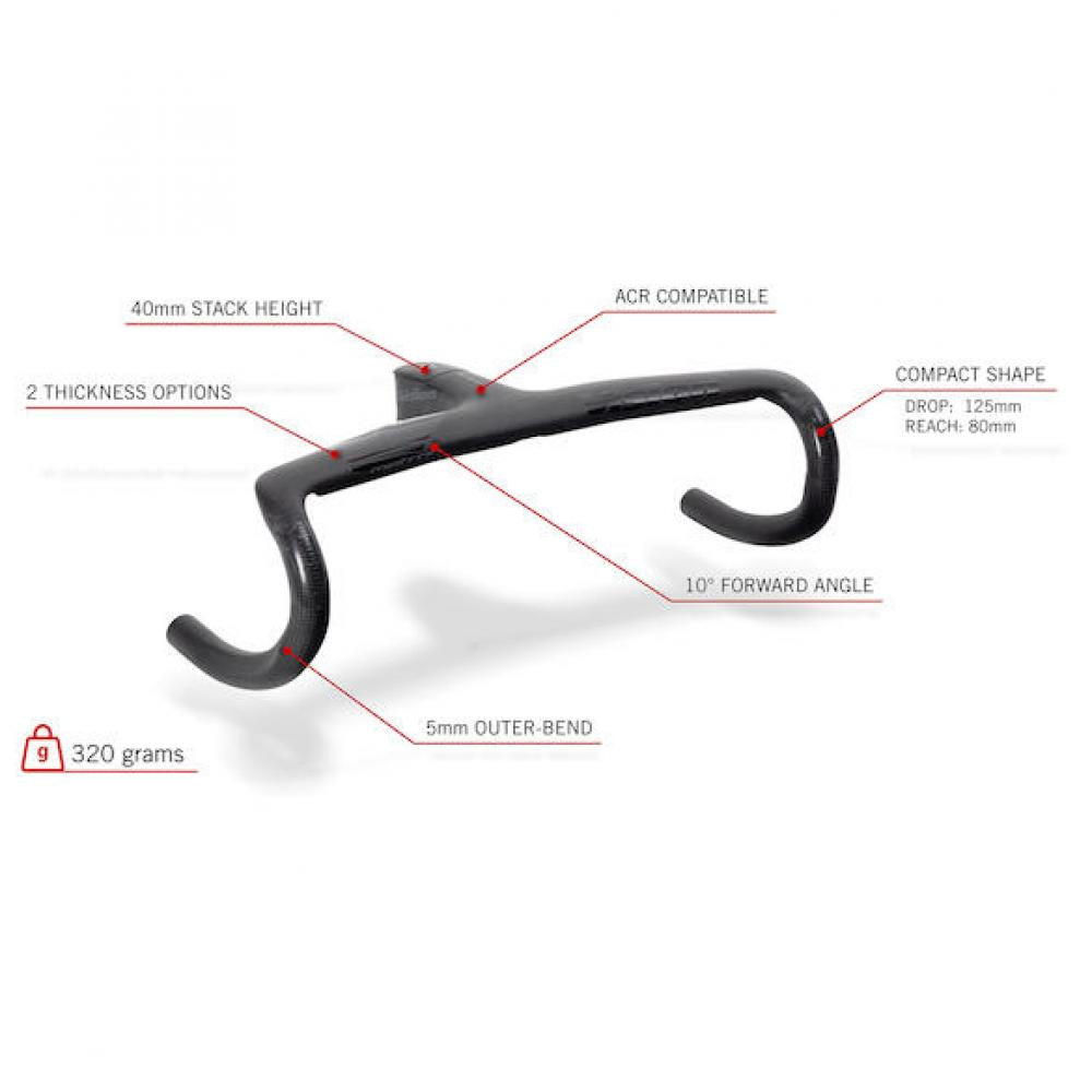 Vision Lenker Metron 5D ACR EVO 140 x 420 mm Schwarz - aerodynamisches Carbon-Cockpit