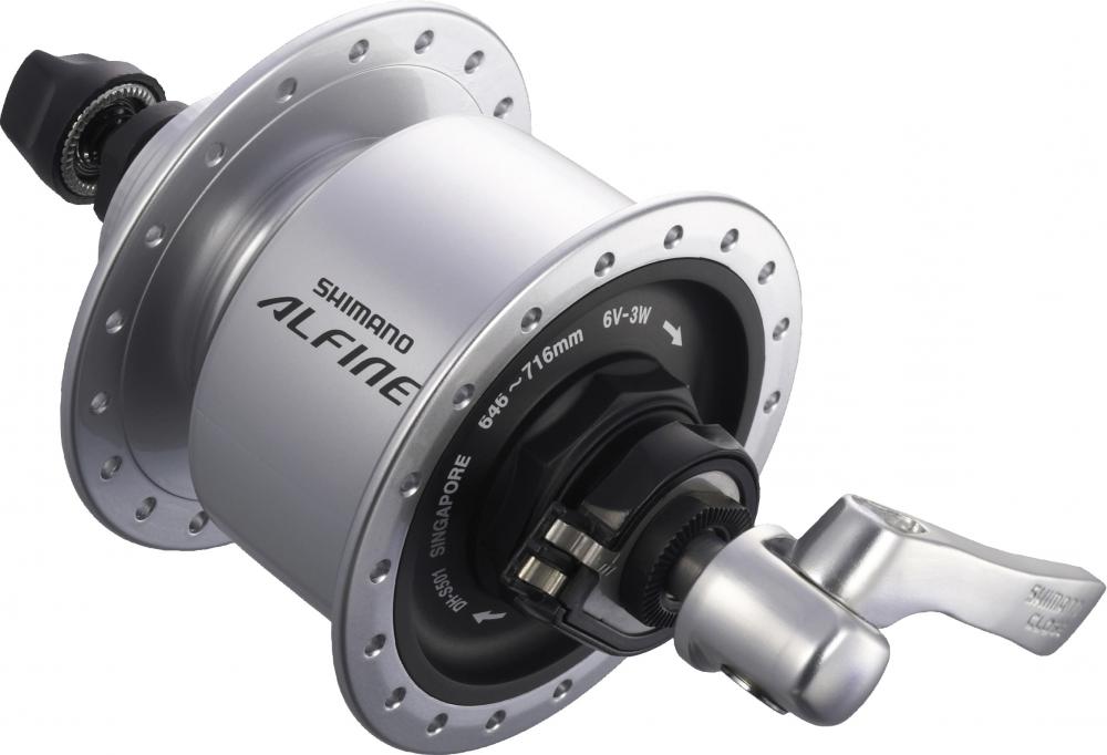 SHIMANO Nabendynamo ALFINE DH-S501 - 6V/3W, 32 Loch, Center-Lock, Silber