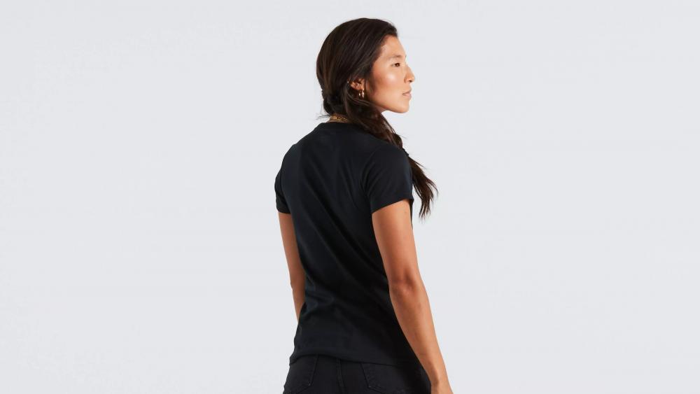 Damen T-Shirt mit Logo - Kurzarm Schwarz Größe XS - Bekleidung