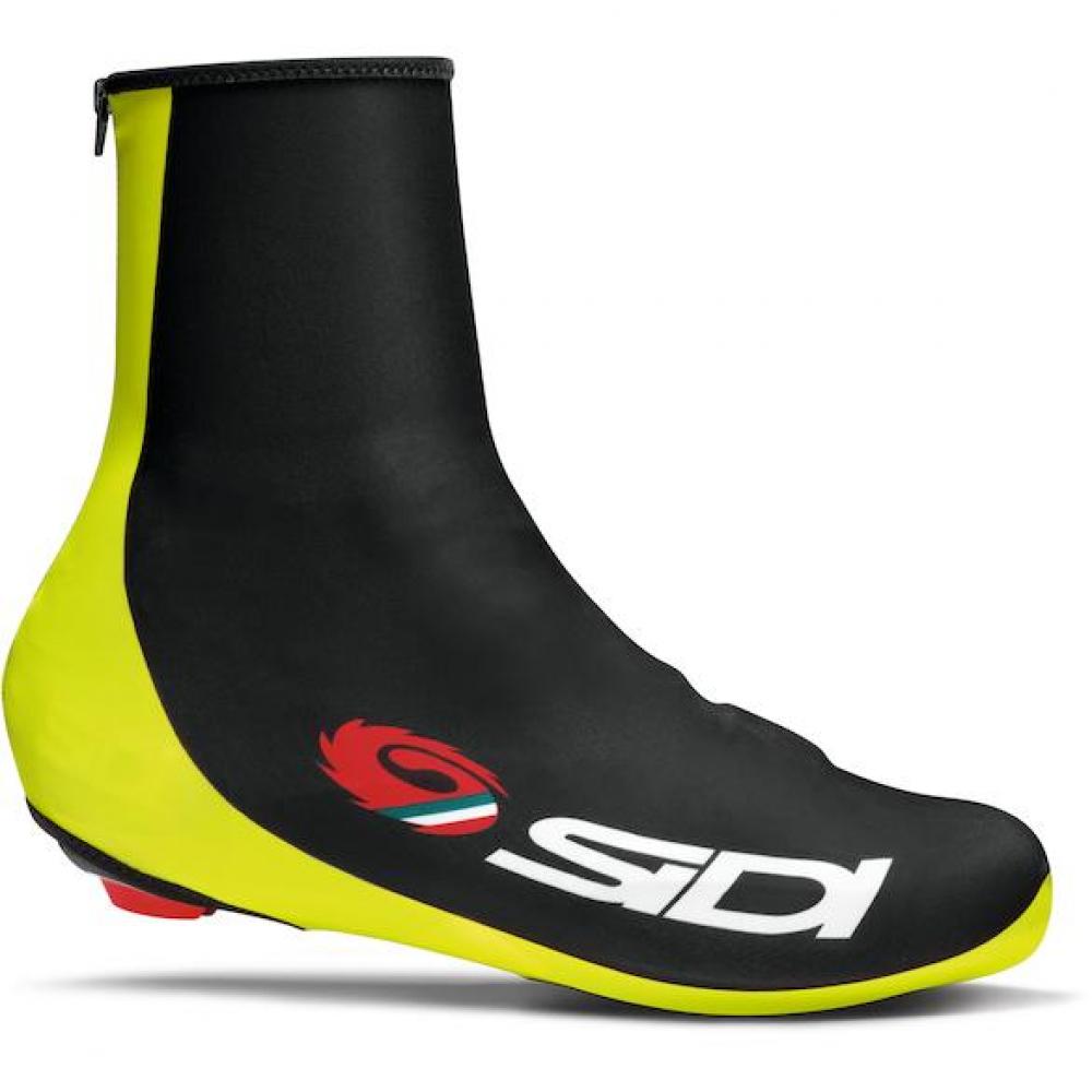 Sidi Chrono Plus Überschuhe 41-43 Schwarz/Gelb Fluo - Aerodynamische Schuhüberzüge für Rennradfahrer