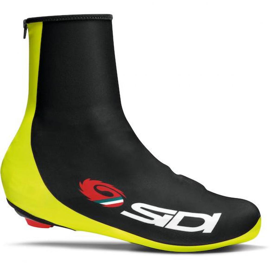 Sidi Chrono Plus Überschuhe 41-43 Schwarz/Gelb Fluo - Aerodynamische Schuhüberzüge für Rennradfahrer