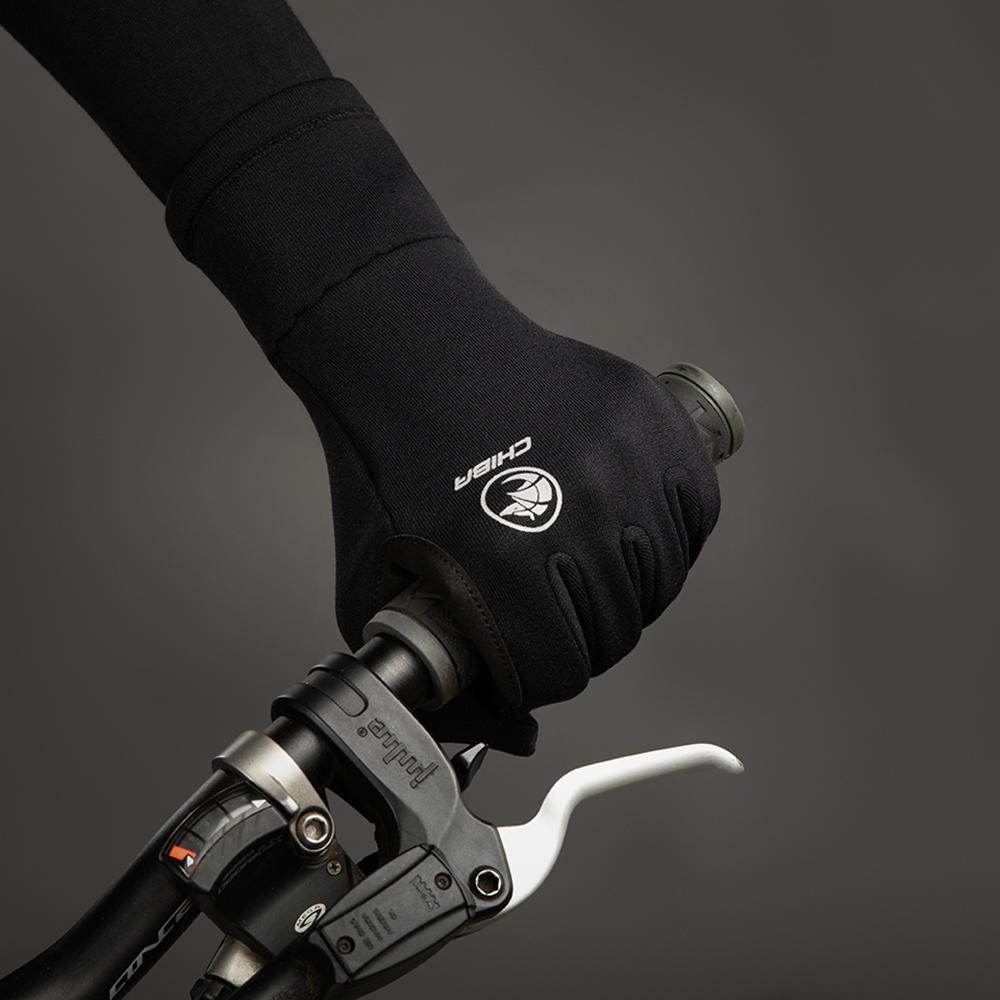 CHIBA Polarfleece - Radhandschuhe schwarz XL mit Touchfunktion und Silikondruck
