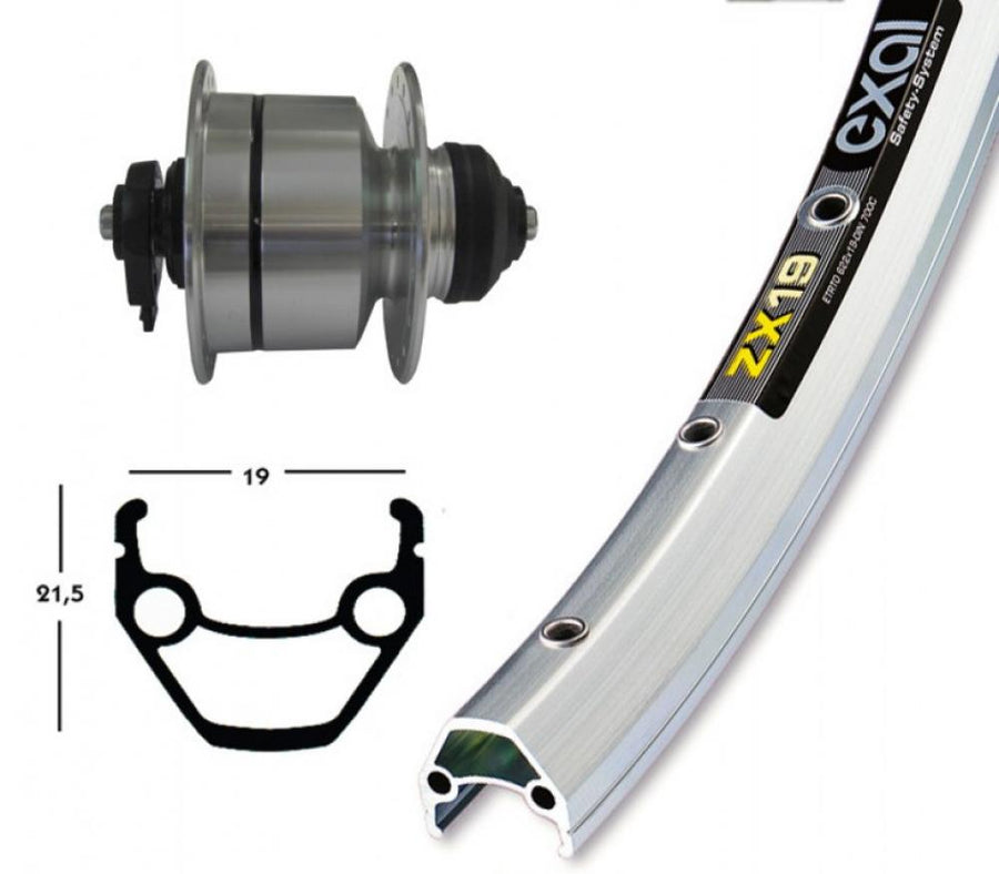Bike-Parts Laufrad|Vorderrad 28x1.75 DH-3D72 Centerlock silber Schnellspanner 36-Loch Exal ZX 19 silber Nirosta-Speichen