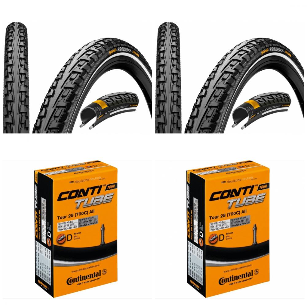 2x Continental Ride Tour 28x1.75 Reifen & 2x Conti Tour 28 All Fahrradschläuche im Set.