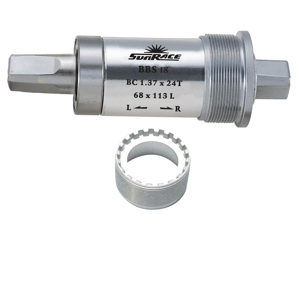 SunRace BBS18 silbernes 4-Kant Innenlager 116 mm, robustes Fahrrad-Tretlager