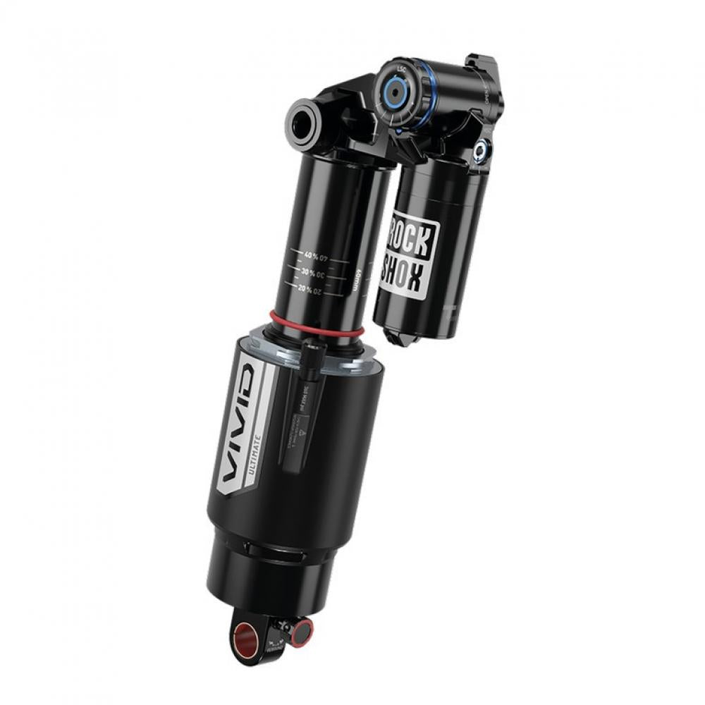 Schwarzer Rockshox Vivid Ultimate DH RC2 HR Dämpfer 225x67,5 Trunnion mit hydraulischem Bottom Out.