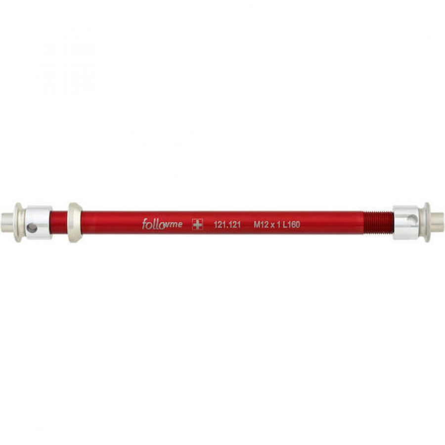 FollowMe Steckachse Zugrad 12 mm Aluminium M12x1x183 mm Rot - leichte Achse für FollowMe Tandem