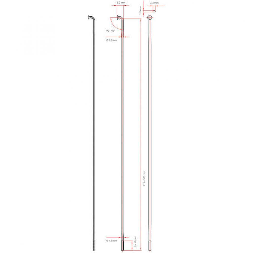 DT Swiss Speiche Aero Speed 1.8 / 1.2 278 mm schwarz - aerodynamische Laufradspeiche