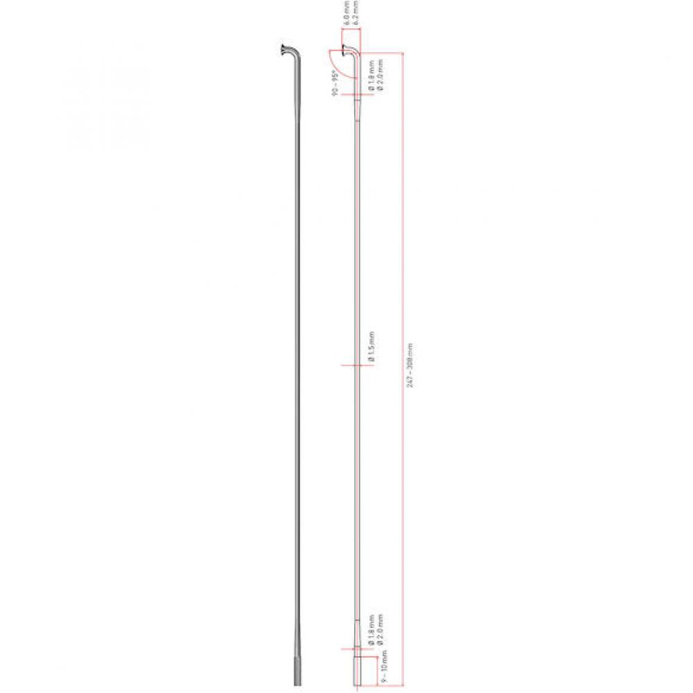 DT Swiss Speiche Revolution 2.0/1.5 VE100 270 mm schwarz - ultraleichte Rundspeiche