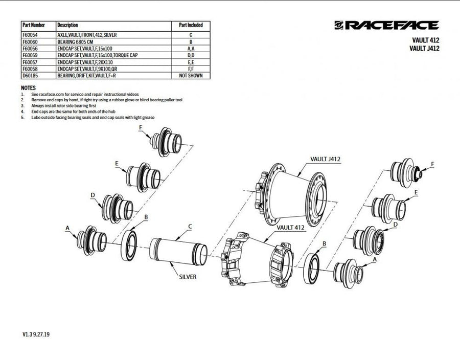 Race Face Vault 412 End Cap Endkappen Kit 9x100 QR schwarz - präzise Nabenanpassung