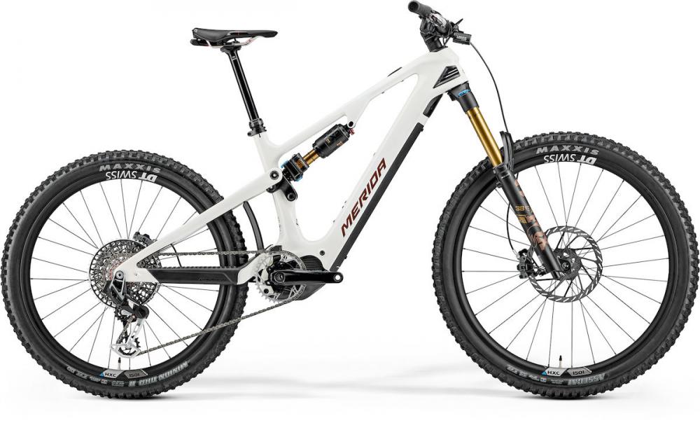 MERIDA eONE-SIXTY 10K E-Mountainbike Fully - Größe XS - 600 Wattstunden - Carbonrahmen - Enduro - snow white bronze metal