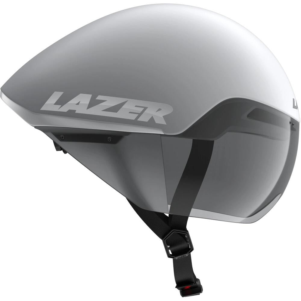LAZER Helm Victor KinetiCore Matte White Silver (M) - aerodynamischer Triathlon- und Zeitfahrhelm