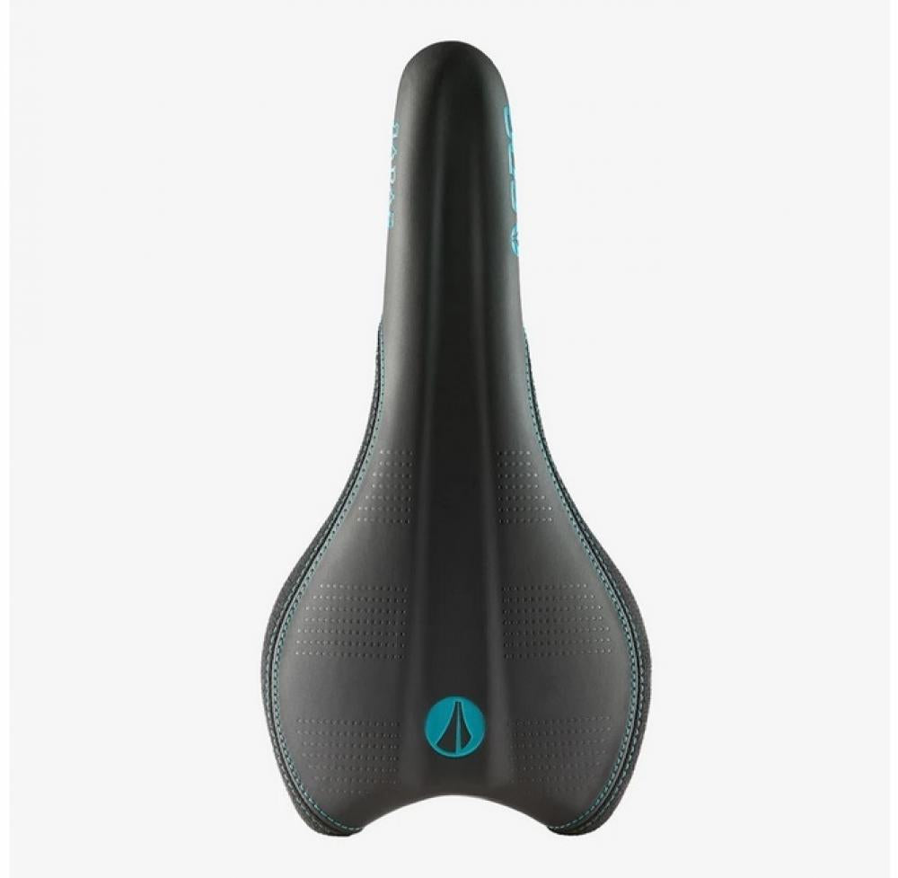 SDG Radar MTN Sattel Lux-Alloy 7x7mm schwarz-türkis Fahrradsattel Draufsicht