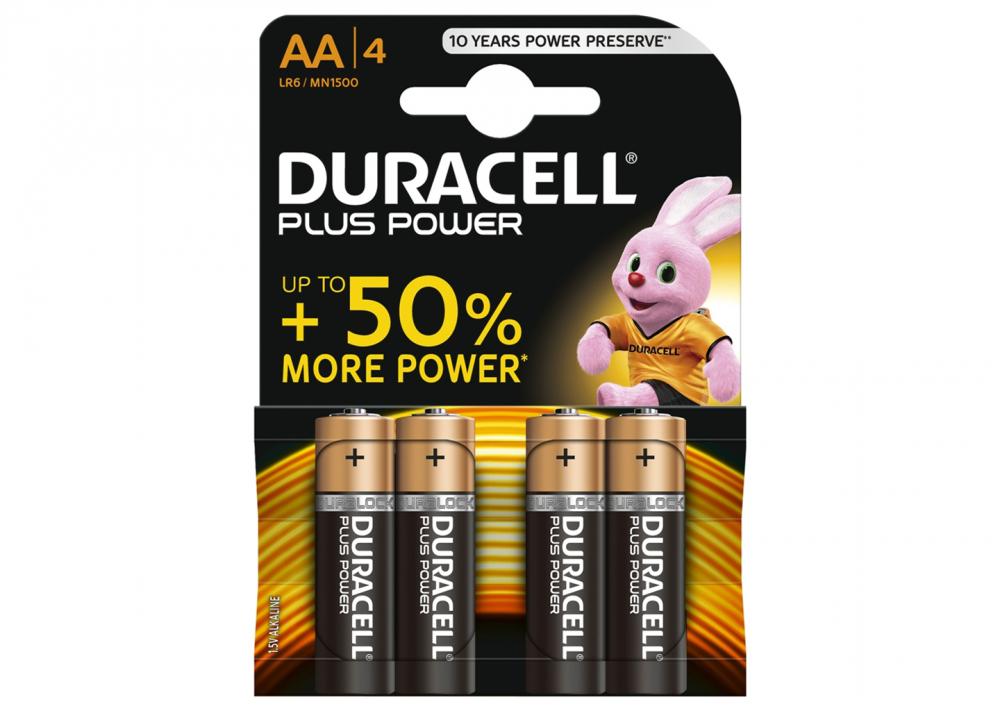 Duracell, Batterien, PLUS POWER AA, Alcaline, Long Lasting, 4 Stk. auf Blister