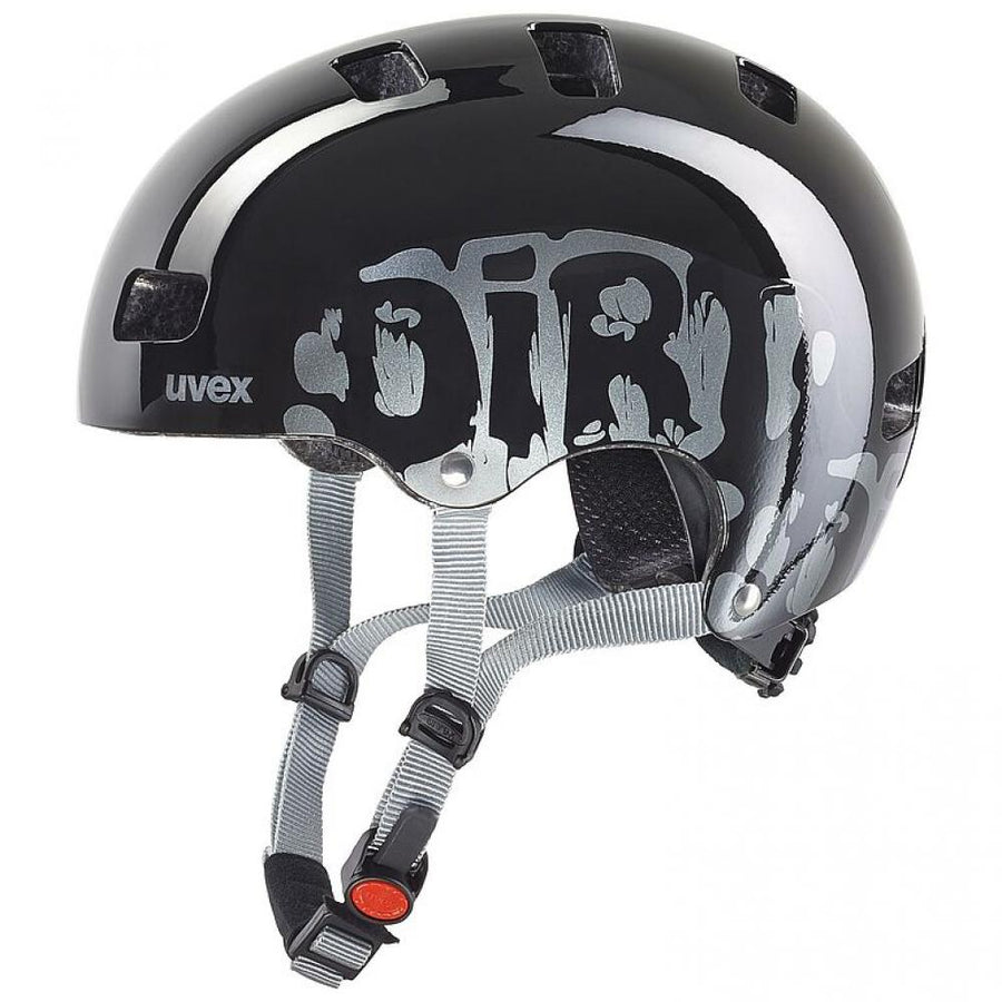 Uvex Kid 3 Dirtbike Kinder-Fahrradhelm schwarz 51-55cm, robuster Hartschalenhelm mit IAS, Monomatic & 10 Lüftungen.