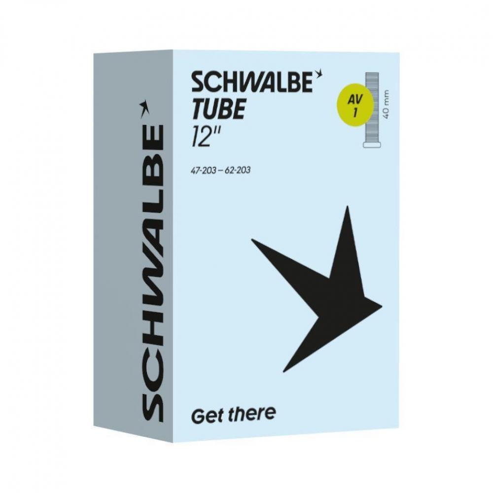 Schwalbe Fahrradschlauch 12 Zoll AV1 mit Autoventil 40mm für zuverlässige Fahrt.