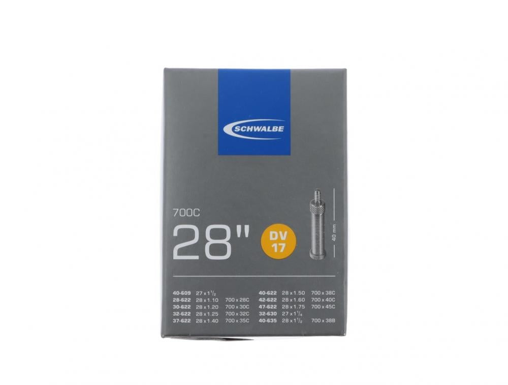 Schwalbe Fahrradschlauch DV17 28 Zoll / 700C für 1.10-1.75 Zoll Reifen mit 40mm Ventil.
