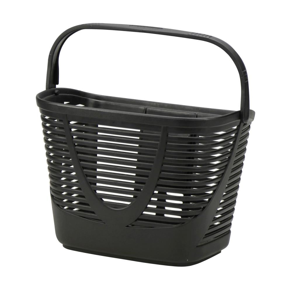 Schwarzer KLICKfix Lamello Mini Lenkerkorb aus Polypropylen, 12L Fahrradkorb ohne Adapter.
