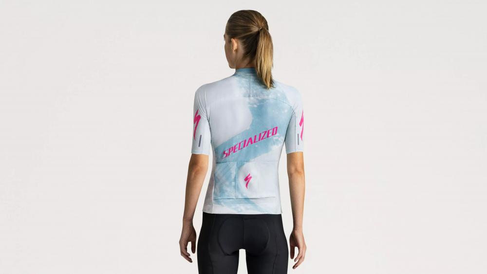 FOUNDATION Graphic Jersey Damen Kurzarm - Sea/Rblpnk Focal - Größe XL - Radtrikot kurzarm
