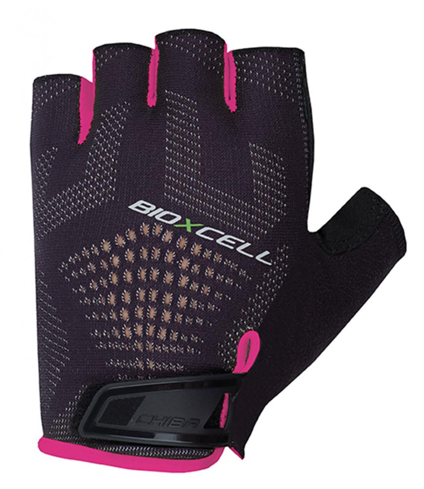 CHIBA BioXCell Super Fly Radhandschuhe XS schwarz/pink, fingerlos, gelgepolstert, atmungsaktiv.