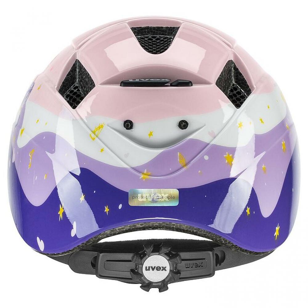 Uvex Kid 2 Princess Kinder-Fahrradhelm, leicht (190g), Inmould-Technologie, verstellbar (46-52 cm), 8 Belüftungsöffnungen, reflektierende Elemente, optionales LED-Licht, pinkes Prinzessin-Design