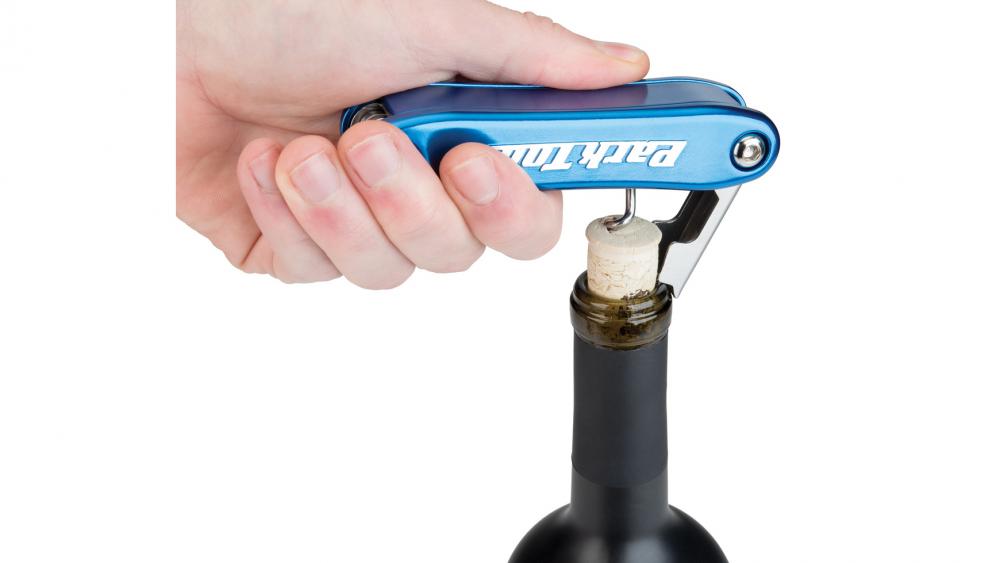 Park Tool BO-4 Mini-Flaschenöffner und Korkenzieher, klappbar, Edelstahl-Mechanismen, Aluminiumgehäuse, mit Messer/Folienschneider