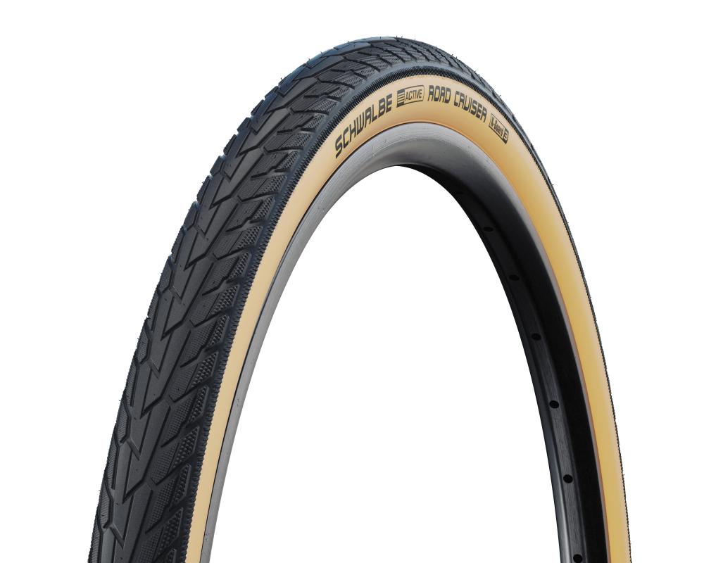 Schwalbe Road Cruiser 28x1.40 37-622 Fahrradreifen mit beiger Seitenwand und HS484 Profil für City- und Tourenräder.