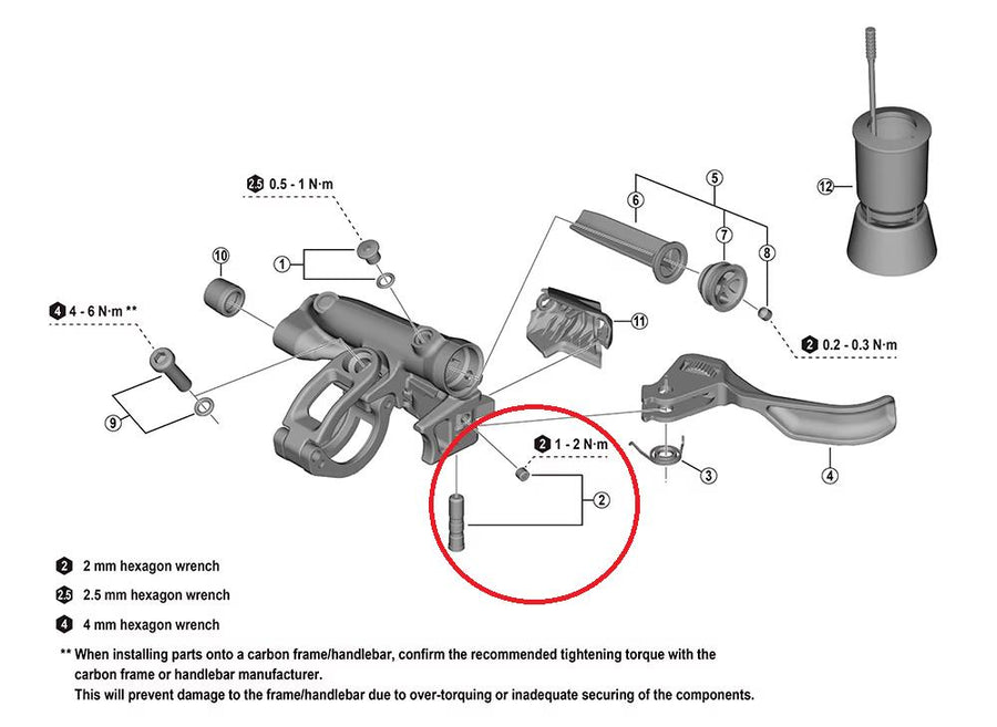 SHIMANO Hebelachse für BL-M9220, mit Befestigungsschraube 9220 - präzise Bremsjustage
