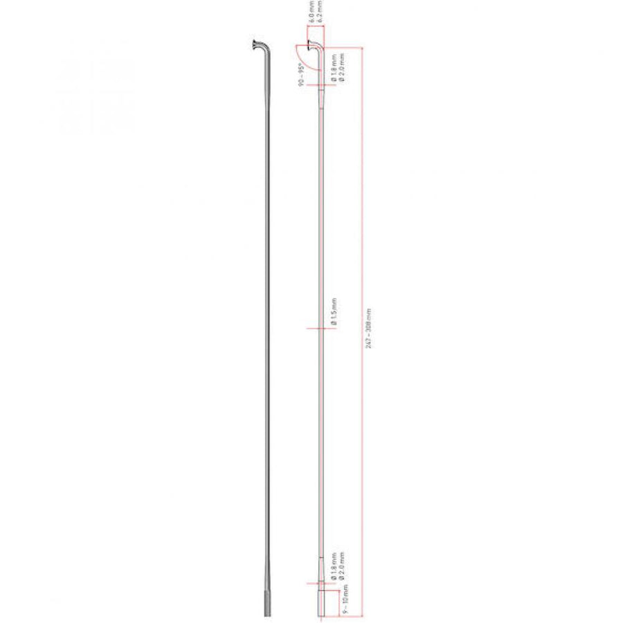 DT Swiss Speiche Revolution 2.0/1.5 VE100 schwarz 264 mm - ultraleichte Rundspeiche