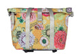 Basil Bloom Field Fahrrad-Schultertasche honiggelb mit buntem Blumenmuster, Tragegurten und MIK-KF-Haken.