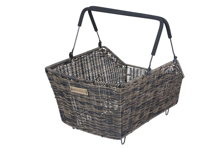 Basil Gepäckträgerkorb Cento Rattan Look Gepäckträgerkorb 22 Liter - braun - wetterfest Multi-System (i-Rack / Racktime / Carrymore / Soft-Grip)