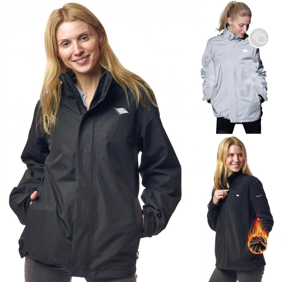 Valkental Damenjacke 3in1 Smart Jacket wasserdichte Jacke mit Fleece Zipp-In XXL schwarz
