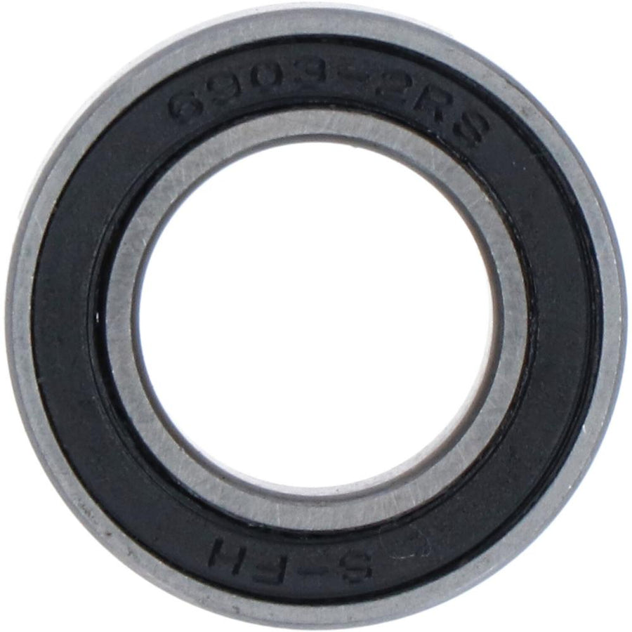 Draufsicht auf ein Shimano Kugelring FH-MT410 Rillenkugellager mit schwarzer Dichtung 6903-2RS.
