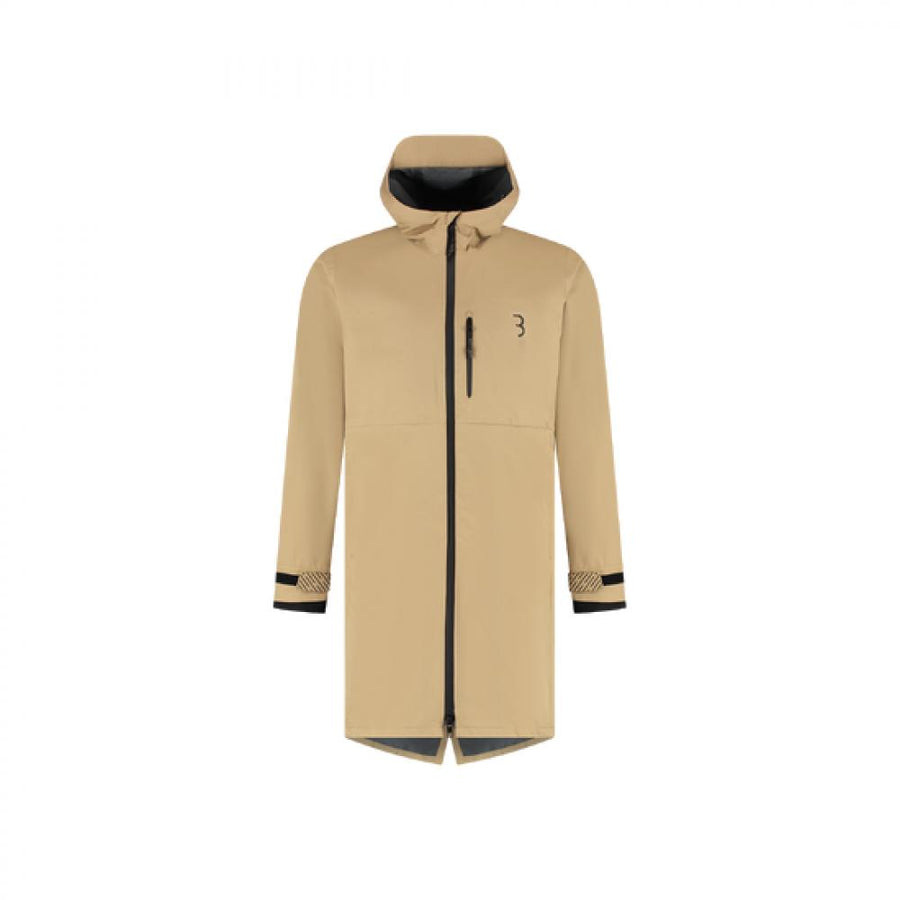 BBB Regenjacke Rainshield Parka L camel - wasserdicht atmungsaktiv, Kapuze, verlängerter Rücken, reflektierende Details, leicht verstaubar für Radtouren