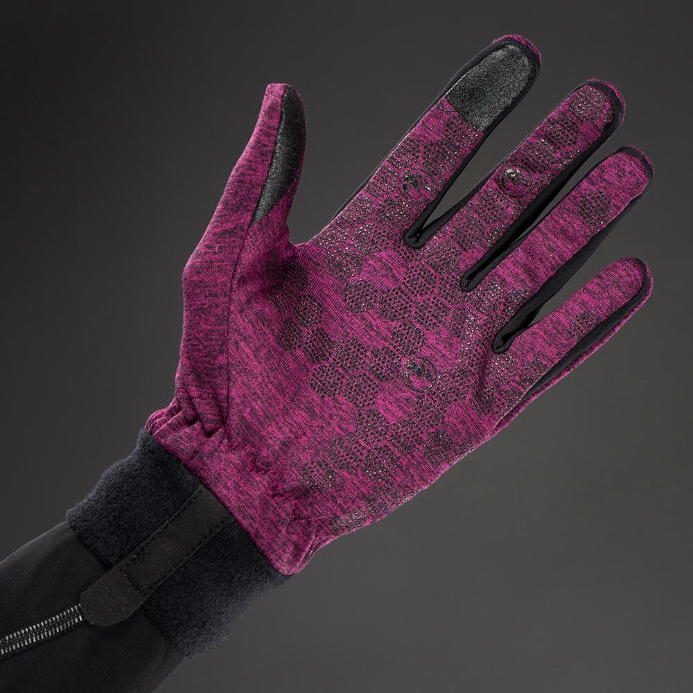 CHIBA Allround Light - Fahrradhandschuhe violett S, Polartec-Fleece, Touchfinger, reflektierend