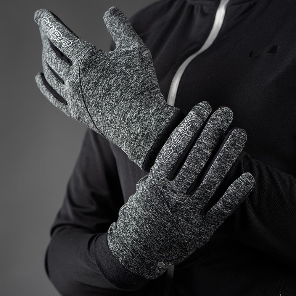 CHIBA Allround Light - Radhandschuhe, Polartec-Fleece, Touchfinger, hellgrau, Gr. M