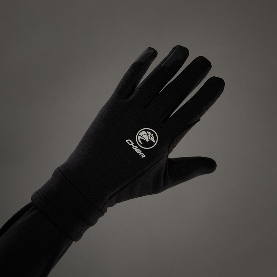 CHIBA Polarfleece - Radhandschuhe schwarz XL mit Touchfunktion und Silikondruck