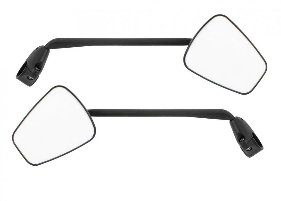 Zwei schwarze klappbare Zefal Espion Z56 Fahrradspiegel für Lenker.
