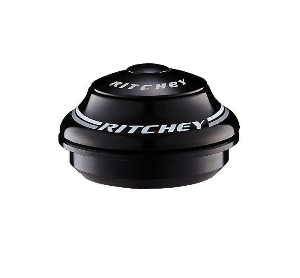 Ritchey WCS Steuersatz Oberteil 1 1/8Zoll ZS44/28.6/H12.4mm schwarz, mit weißen Ritchey Logos und silbernen Streifen.