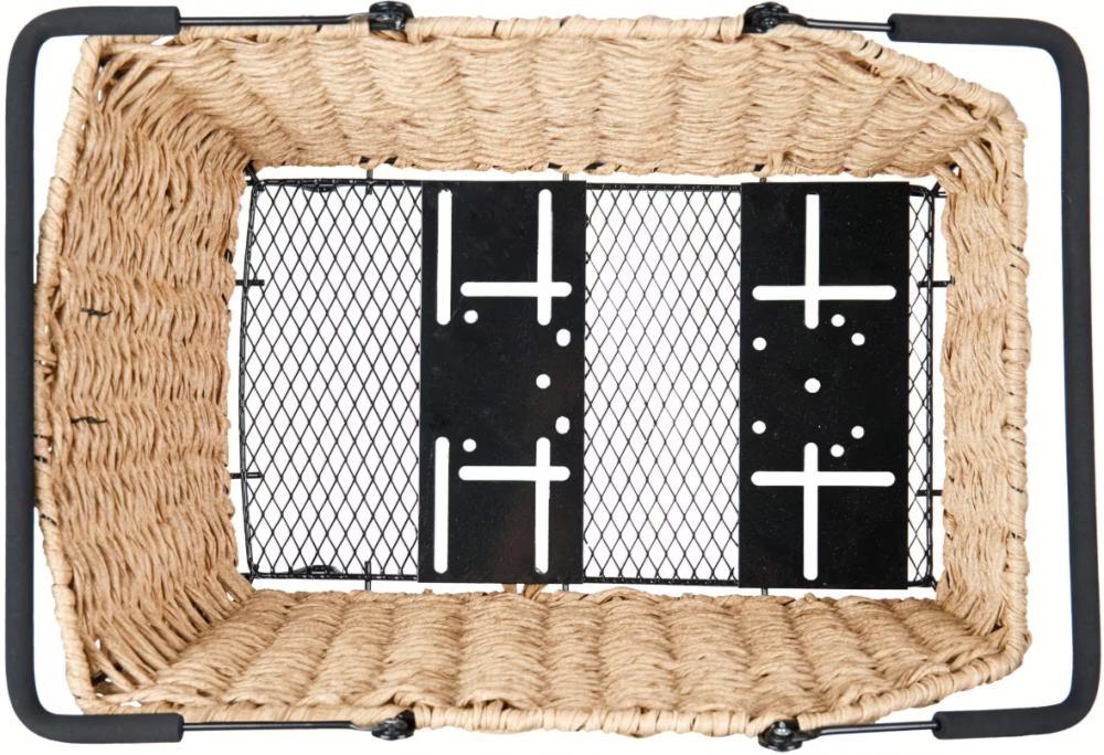 BASIL Fahrradkorb Cento Rattan Look Multisystem NX - wetterfester HR-Korb 41x25x12 cm für MIK/RT/I-Rack/Carrymore - Softgrip abnehmbar seagrass