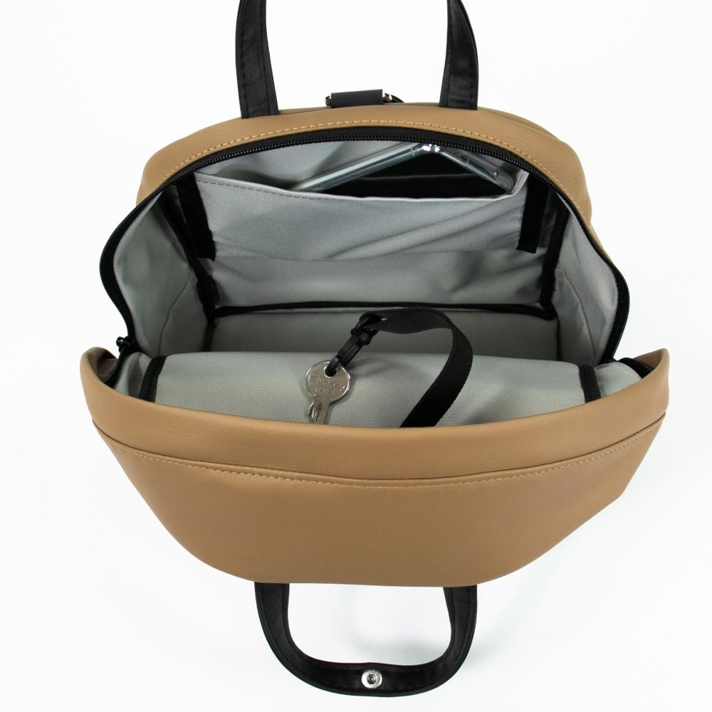 Haberland Rucksack-Lenkertasche Bella hellbr./sw beige - flexible Lenkertasche & Rucksack
