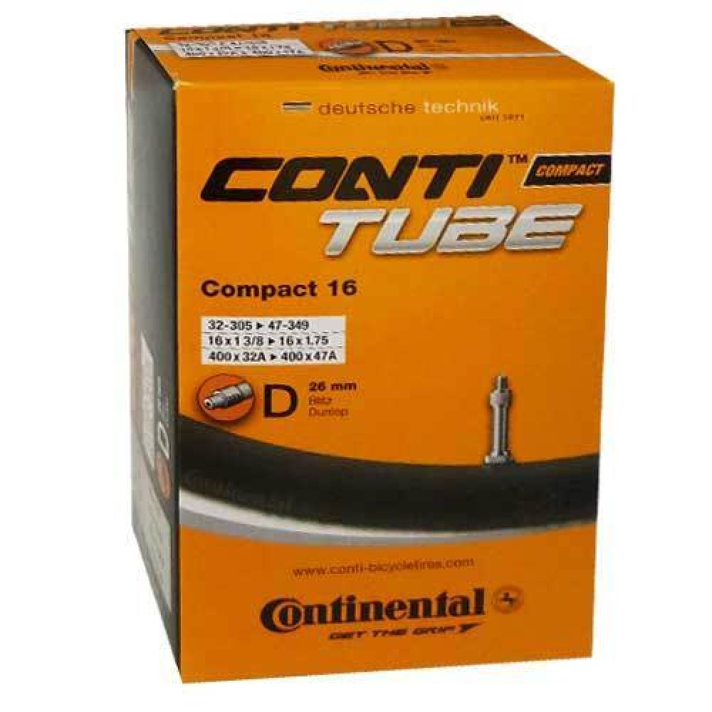 Continental Schlauch Conti Compact 16, Größe 16x1 1/4-1.75", 32/47-305/349, mit DV 26mm Ventil.