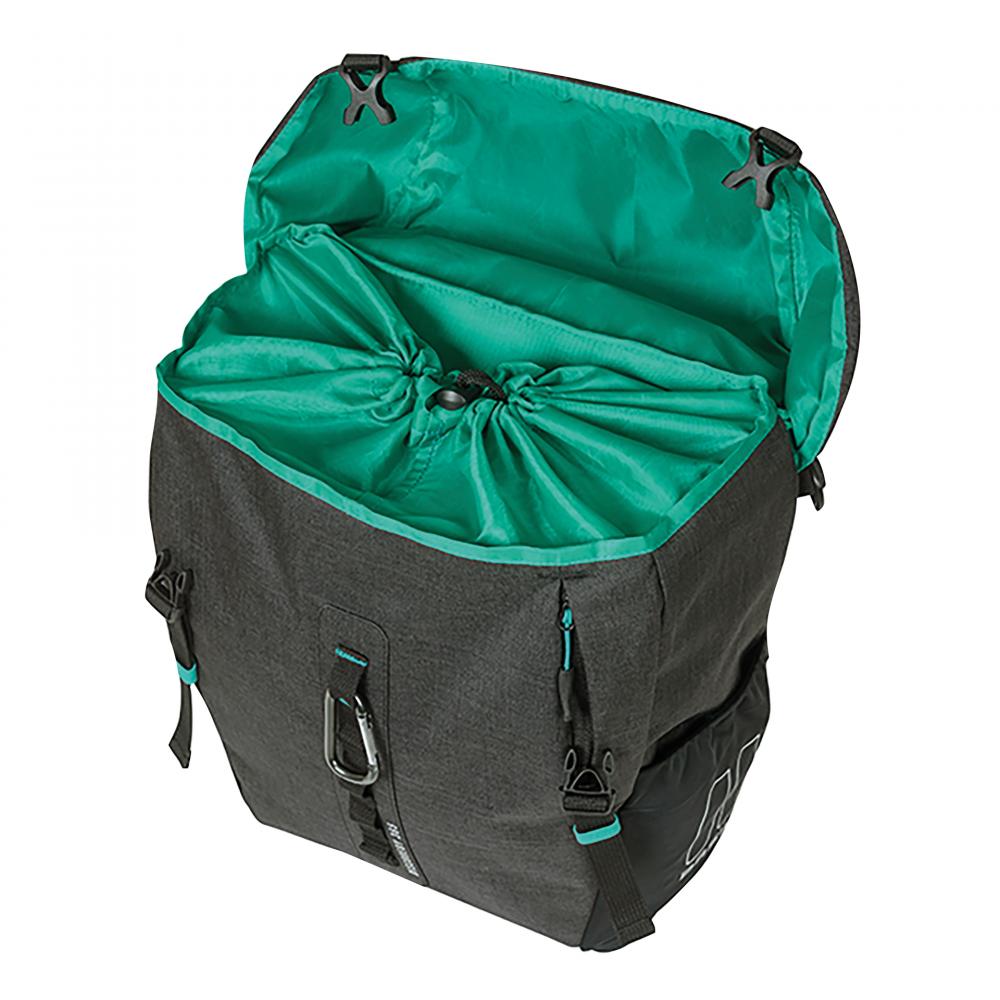 Basil Gepäckträgertasche Discovery 365D MIK Hooks Einzeltasche 9 Liter - wasserabweisend - mit Regenhülle Karabiner Schultergurt & Klettbefestigung